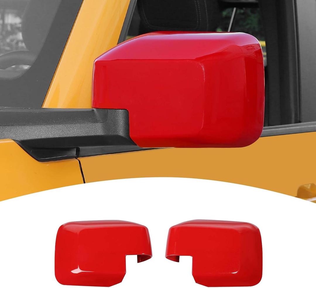 for Bronco Side Mirror Cover Trim Red for Ford Bronco 2021 2022 2023 Red Exterior Accessories 2pcs (for Mirror Without Light & Not for Sport)