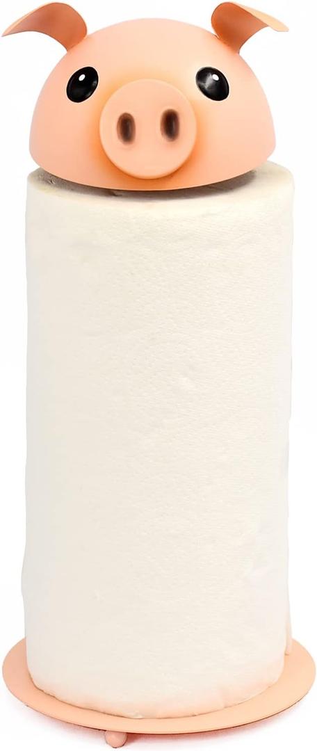 Aayla Paper Towel Holder - Metal Unique Pig Paper Towel Roll Stand for Counter Top of Kitchen Home Dining Bathroom, Adorable Gifts for Pet Lovers (Pig)
