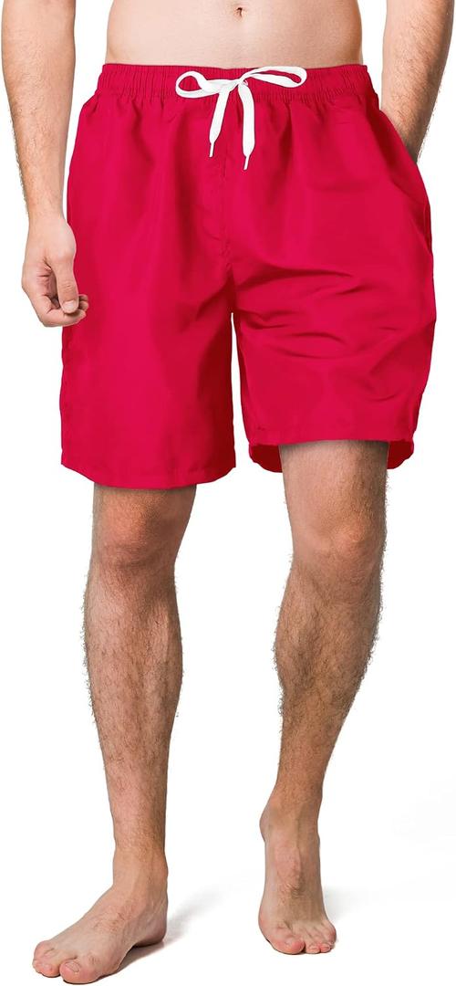 Scotamalone Mens Swim Trunks Board Shorts Swimwear Bathing Suits Quick Dry for Beach,Travel,Vacation,Swimming, Surfing,Casual (Red, XXL)