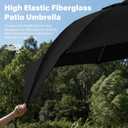 JEAREY 9FT Outdoor Patio Umbrella,Market Table Umbrella with 8 Fiberglass Ribs, Pool Umbrella with Tilt and Crank, UV Protection Lightweight & Wind-Resistant for Lawn, Garden, Deck and Backyard, Black