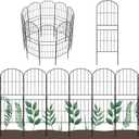 OUSHENG Decorative Garden Fence Fencing 10 Pack, 36in (H) x 10.8ft (L) Rustproof Metal Wire Panel Border Animal Barrier for Dog, Flower Edging for Yard Landscape Patio Outdoor Decor, Arched