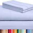LuxClub 4 PC Sheet Set Bed Sheets Deep Pockets 16" Eco Friendly Wrinkle Free Cooling Machine Washable Hotel Bedding Silky Soft - Sky Blue Queen
