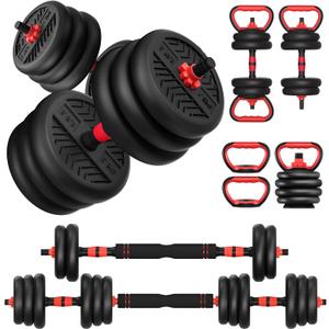 Adjustable Dumbbell, 20lbs Dumbbells Set, 4-in-1 Free Weights for Women/Men Workout Equipment Used as Barbell/Kettlebells/Push up Stand for Home Gym