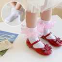 Baby Girls Socks Toddler Ruffle Socks Infant Princess Dress Socks For Newborn baby (White)