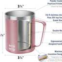 WETOWETO Coffee Mug with Handle, 14oz Insulated Stainless Steel Coffee Travel Mug, Double Wall Vacuum Reusable Coffee Cup with Lid, Powder Coated Rose Gold