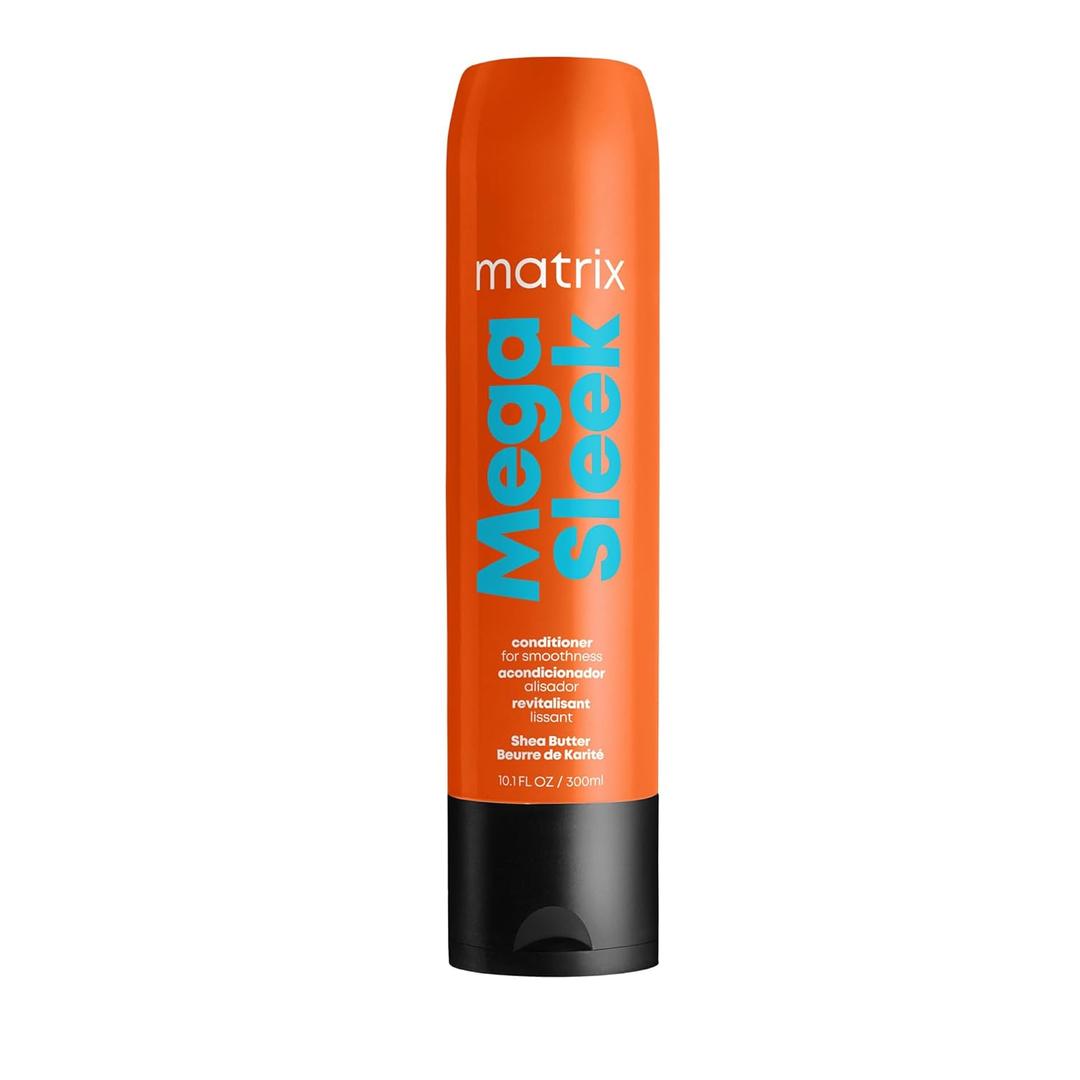Matrix Mega Sleek Conditioner - Smoothing and Detangling, For Dry, Damaged & Frizzy Hair, Salon Professional Conditioner, With Shea Butter, Vegan (10.1 Fl Oz (Pack of 1))