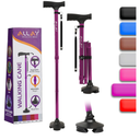Allay Walking Cane for Men & Women - Foldable, Adjustable, Collapsible Walking Canes for Seniors Balance, Free Standing, Pivot Tip, Heavy Duty, with Travel Bag | Walking Sticks for Seniors & Adults