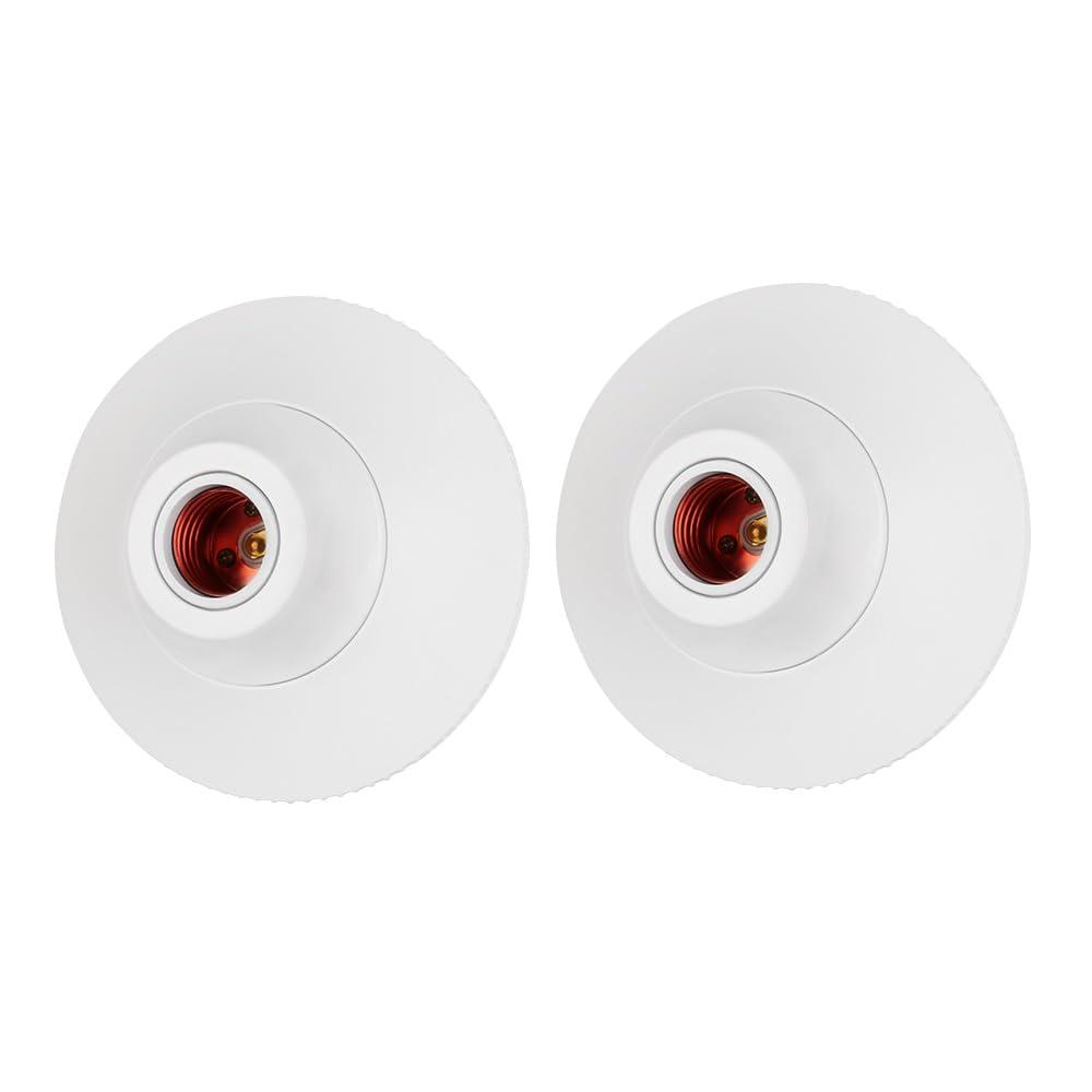 2 x CILIA Lamp Sockets Holder 2pcs E26/E27 Lamp Bases Includes Lamp Socket and Base for 110V-250V Suitable for Home, Office, and Industrial - White