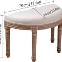Half Moon French Vintage Bench with Padded Seat & Rubberwood Legs, 27" Upholstered Entryway Bench & Dining Bench, Tufted Fabric End of Bed Bench for Bedroom Living Room Hallway More