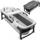 Serenelife 59" Portable Bathtub for Adults  Large Foldable Ice Bath Tub for Cold Plunge & Hot Spa, Freestanding Soaking Tub for Indoor/Outdoor, 440lbs Capacity, Polypropylene, Dark Grey