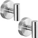 Suction Cup Hooks for Shower - Bathroom Reusable Hooks for Towels, Robes & Loofah - No-Drill Mounting on Kitchen,Walls,Metal,Glass,Mirrors,Tile & Smooth Non-Porous Surfaces (2, Brushed Nickel)