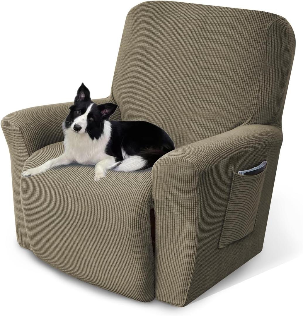 Recliner Chair Cover Lazy Boy Recliner Covers Recliner Covers for Recliner Chair 1 Piece Furniture Protector Prevent wear and pet HairRecliner,Khaki