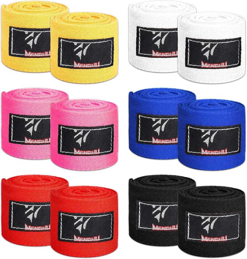 Teling 6 Pairs 2.5 Meter Boxing Hand Wraps for Kids Inner Gloves Handwraps Martial Arts Boxing Wrist Wraps for Kickboxing Muay Thai MMA Training