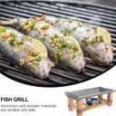 Cabilock Non-Stick Barbecue Tray 11.81X5.51X3.93In Portable Japanese Style Grill Pan for Indoor Outdoor Multifunctional Use Easy Clean