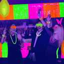 Mega-L Glow in The Dark Party Supplies, 4 Pack Foil Fringe Garland Birthday Party Decorations 9.8 ft Fluorescent Macaron Orange, Yellow and Fuchsia Metallic Tinsel Banner, Photo Booth Prop Table Skirt