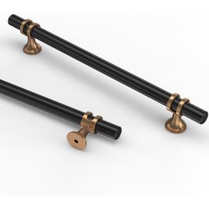 Asidrama 10 Pack 7 Inch(177mm) Champagne Bronze and Matte Black Kitchen Cabinet Handles, Cabinet Pulls Kitchen Cabinet Hardware Cupboard Handles Drawer Pulls (7" Hole Center)
