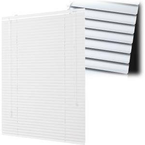 Mini Blinds for Indoor Windows,1" Slat Aluminum Blinds Blackout Horizontal Blinds & Shades, Cordless Rooming Darkening Shades Waterproof, for Office, Home,Bathroom, Kitchen(White)