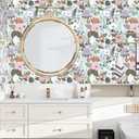 Danodoi Cyan Floral Peel and Stick Wallpaper Vintage Leaf Contact Paper Blue Flower Wall Mural Home Vinyl Waterproof Self Adhesive Removable Renter Friendly Wall Paper 17.5" x 118"