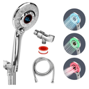 LED Shower head with Temperature Display, High Pressure Shower Head with 59" Stainless Steel Hose, Temperature Display Sensor Light up with 3 Color, Water Saving Showerhead with Shower Adapter