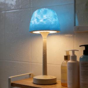 Waterproof Shower Lamp Cordless, Rechargeable Shower Light with 16 Color Ocean Wave Lights Projector, Rechargeable Bathroom Lamp with Touch & Remote Control,Spa-Like Mood Light for Bathtub/Shower (Khaki)