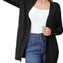 BB&KK Women's Cardigan Sweaters Button Cuff Long Sleeve Knit Open Front Jacket Casual Fall Coat with Pockets (Black, XL)