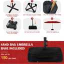 Sundale Outdoor Olefin 5-Year-Non-Fading 15 ft Patio Umbrella with Sand Bag Base and Cover, Large Outdoor Double-Sided Umbrella, Red