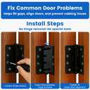 12 Pack Door Hinge Shims, 3.5 Inch Door Hinge Spacer Kit, Precut Polycarbonate (PC) Hinge Shims with DIY Trimmable Option for Door Alignment & Repair, Standard Pattern, 1.2mm / 0.05” Thickness