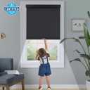 Persilux Blackout Roller Shades - Cordless Roller Blinds with Valance, Thermal Insulated Fabric Window Blinds, UV Protection for Home, Office and Bedroom (Black, 55"W x 72"H)