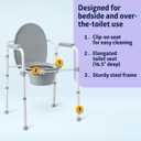 Medline 3-in-1 Steel Bedside Commode, Elongated Seat, Sturdy Folding Frame, 7.5 QT. Bucket, 350 lb. Weight Capacity, Clip-on Seat, Easy Cleaning, Tool-Free Assembly, Gray