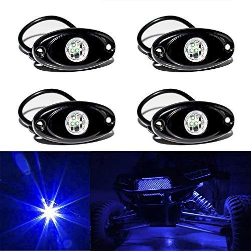 YONEDA 3 Pods Blue Rock Lights 6000K 3LED Bright LED Underglow Lights IP68 Waterproof for Trucks SUV UTV ATV RZR Car Boats Pickup Motorcycle