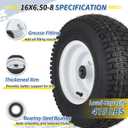 GICOOL 16x6.50-8 Tubeless Tire and Wheel, 1" Bearing, 4" Centered Hub,16x6.5-8" Lawn Mower Tires, Universal Fit Riding Mower and Garden Tractor Front Wheels, 4 Ply, V-Turf Pattern, 2 Pack