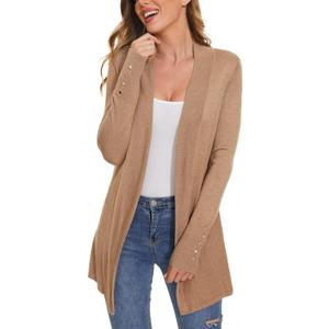 Cardigan for Women Dressy Casual Long Sleeve Open Front Knit Cardigan Sweaters (XX-Large, Camel)