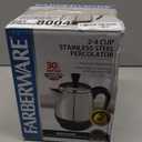 Farberware Electric Coffee Percolator, FCP240, Stainless Steel Basket, Automatic Keep Warm, No-Drip Spout, 4 Cup, Black/Silver