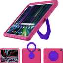 for iPad Pro 12.9 Case 3rd 4th 5th 6th Generation with Pencil Holder & 360 Rotating Handle Stand, New Cute Rugged Cover for iPad Pro 12.9 inch 2022/2021/2020/2018 - Rose Red