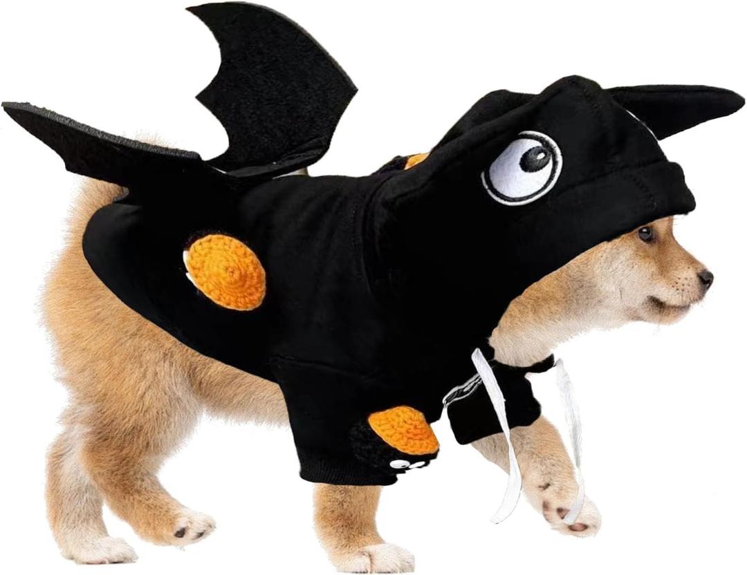 Dog Halloween Costume, Cute Pet Bat Wings Costumes with Hat for Small Cats and Dogs,Funny Clothes with Devil Design Style,Cosplay & Festival Accessories,Kitten Puppy Ideal for Holiday Photos (Large)