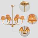 Saint Mossi Rattan Chandelier for Dinning Room, Modern Boho Pendant Lighting Fixture for Living Room, Entryway, 6-Light with Rattan Fabric Shades