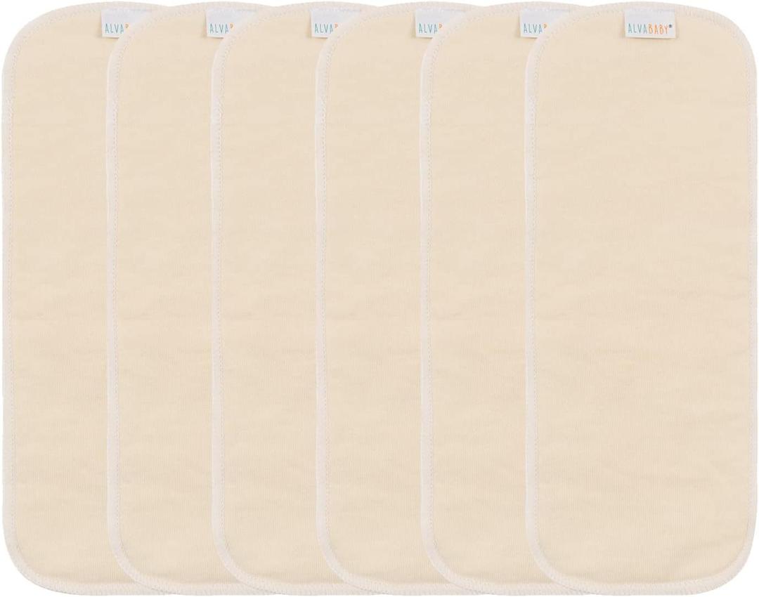 AlVABABY Hemp and Cotton Inserts Cloth Diaper Liner,4-Layer Inserts,Reusable Liners for Baby Cloth Diapers 6pcs Inserts 6HM4