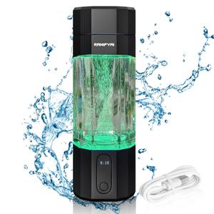 New Upgrade 10000PPB Hydrogen Water Bottle SPE/ PEM Technology Seven Colorful Light Double Anti-Slip and Leak-Proof Hydrogen Water Generator with LCD Display Pressure Relief Valve (H60-Upgrade-Black)