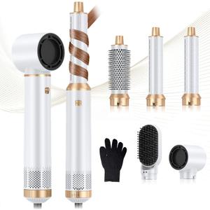 Hair Dryer Brush 5 in 1, Negative Ion Blow Dryer Brush Set Upgrade Hot Air Brush As A Gift for Straight/Curl/Drying/Smoothing Air Styler Curling Wrap Air Curler, Curling Iron Hair Styling Tools (White)
