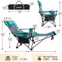 Reclining Camping Chair with Removable Footrest Lounge Chair with Headrest, Cotton Cushion, Portable Adjustable Folding Chairs, 1 pack