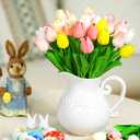 Riceshoot 21 Pcs Fake Tulips Artificial Flowers 13.5 Inch Easter Spring Faux Tulips for Valentine Wedding Bouquet Arrangement Home Table Centerpiece Decor(Vibrant Color)