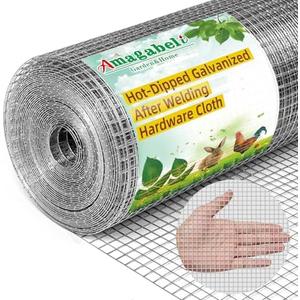 AMAGABELI GARDEN & HOME Galvanized Hardware Cloth 1/4 inch 24inx50ft 23 Gauge Chicken Wire Fence Wire Mesh Roll Plant Supports Poultry Netting Animal Cage Snake Fence Rabbit Wire Gopher Rodent Proof