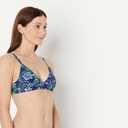 Amazon Essentials Womens Light-Support Classic Bikini Swimsuit Top (X-Small, Deep Blue Paisley)