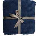 JOOJA Knit Throw Blanket Super Soft Warm Blanket for Couch Lightweight Fluffy Blanket for Bed Sofa 50x60 Inches Navy Blue