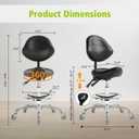 Saddle Stool Chair with Wheels,Ergonomic Swivel Rolling Height Adjustable for Salon Beauty Clinic Dentist Tattoo Home Office, With Backrest