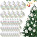 Blurap Christmas 60PCS Iridescent Ornaments Balls Multisize Christmas Clear Ornament Balls Clear Plastic Ornaments Ball for Xmas Tree Halloween Plastic Ornament Ball for Wreath Wedding Party
