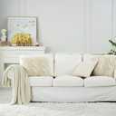 Chunky Cable Knit Throw Blanket Lightweight Cream 100% Organic Cotton Blanket for Sofa Couch Bed Baby Nursery, Rustic Shabby Chic Modern Farmhouse, 51” x 63” Give Laundering Bag