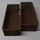 StorageWorks Round Paper Rope Toilet Tank Topper Basket, Wicker Basket for Bathroom, Brown, 2-Pack (15 "L x 6 "W x 4 "H)