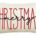 AVOIN colorlife Merry Christmas Throw Pillow Cover, 12 x 20 Inch Winter Holiday Cushion Case Decoration for Sofa Couch (White)