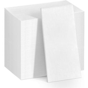 100 Pack Disposable Linen Feel Guest Towels Disposable Bathroom Napkins Cloth-Like Hand Tissue Paper for Bathroom Party Powder Room Hotel Fancy Restaurant (White)